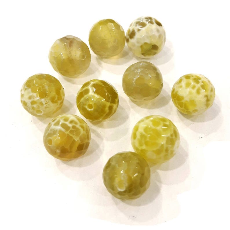 10 Pcs Perles Agate craquelées pierre semi précieuse facettées verte 10 mm image 1