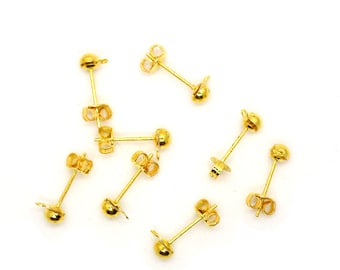 24 piezas - Pendientes Clous - Hebillas de oro Prime con anillo - 13 mm (sin níquel)