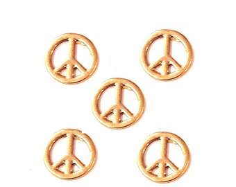 5 Pcs - Peace and Love Gold Metal Connectors 13 mm x 1.5 mm (nickel free)