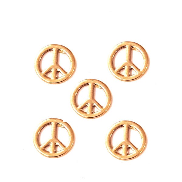 5 Pcs - Connecteurs Peace and Love  métal doré 13 mm x 1.5 mm (sans nickel)