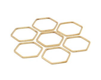 5 Pcs -  Connecteur hexagone laiton brut naturel 22 mm (sans nickel)