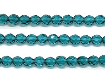 25 Pcs -Perles cristal de bohème - perles en verre indicolite  6 mm