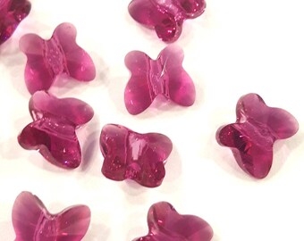 5 Pcs - Perles Papillons 5754 SWAROVSKI Fushia  6 x 6 mm