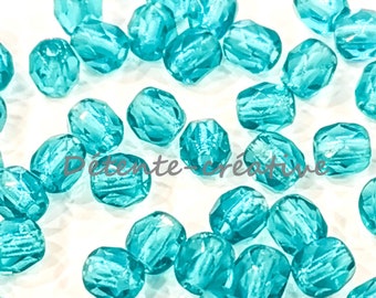 50 Pcs -Boho crystal beads - blue zircon glass beads 4 mm