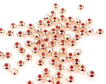 25 Pcs - Perles à écraser plaqué or rose 2 mm ( sans nickel)