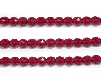 250 Pcs - Perles cristal de bohème - Perles en verre fushia 3 mm