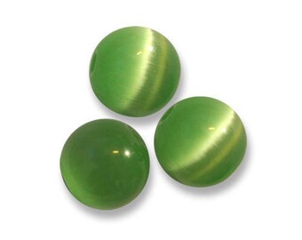 5Pcs: Apple-green glass cat's eye beads 12mm