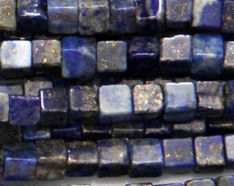 10 szt. - Koraliki w kształcie kostki Lapis Lazuli - niebieski kamień półszlachetny 4/5 mm