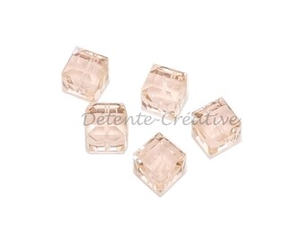 5 Pcs - 5601 Cube Beads - Crystal SWAROVSKI Light Peach 4mm