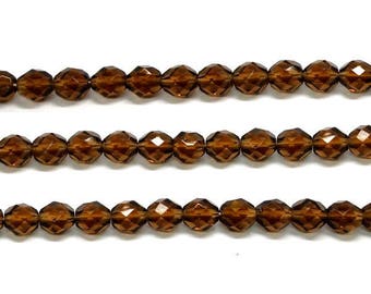 50 Pcs - Perles cristal de bohème - Perles en verre smoked topaz  4 mm