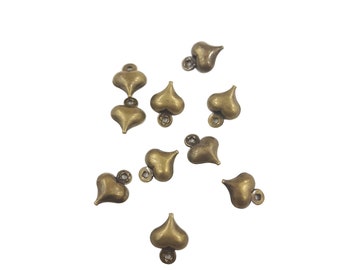 10 Pcs - Breloques coeurs métal bronze vieilli 9.4 x 6.9 mm ( sans nickel)