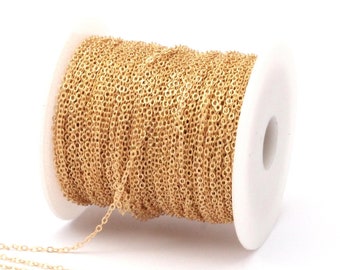 1 meter - Raw brass chain with oval welded links (1.5 x 2 mm) nickel-free