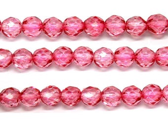50 Pcs - Perles cristal de bohème - facettes rose 4 mm