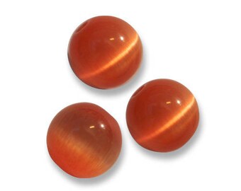 5 Pcs: Perles oeil de chat en verre orange 12 mm