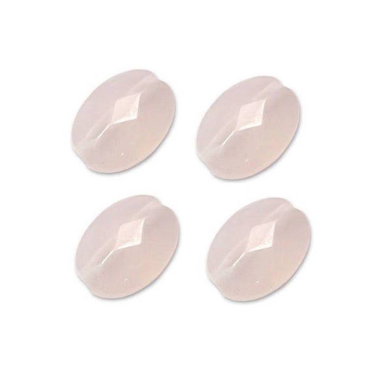 4 Pcs Palets ovale Quartz rose facettés pierre semi-précieuse 14 x 10 x 0.6 mm image 1