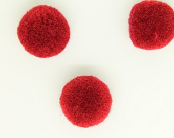 5 Pcs - Pompons boules couleur vin rouge 18 mm