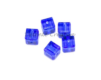 5 Pcs - 5601 cube beads - SWAROVSKI Sapphire crystal beads 4 mm