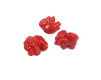 3 Pcs - Pearls elephants red resin 19 x 12 mm