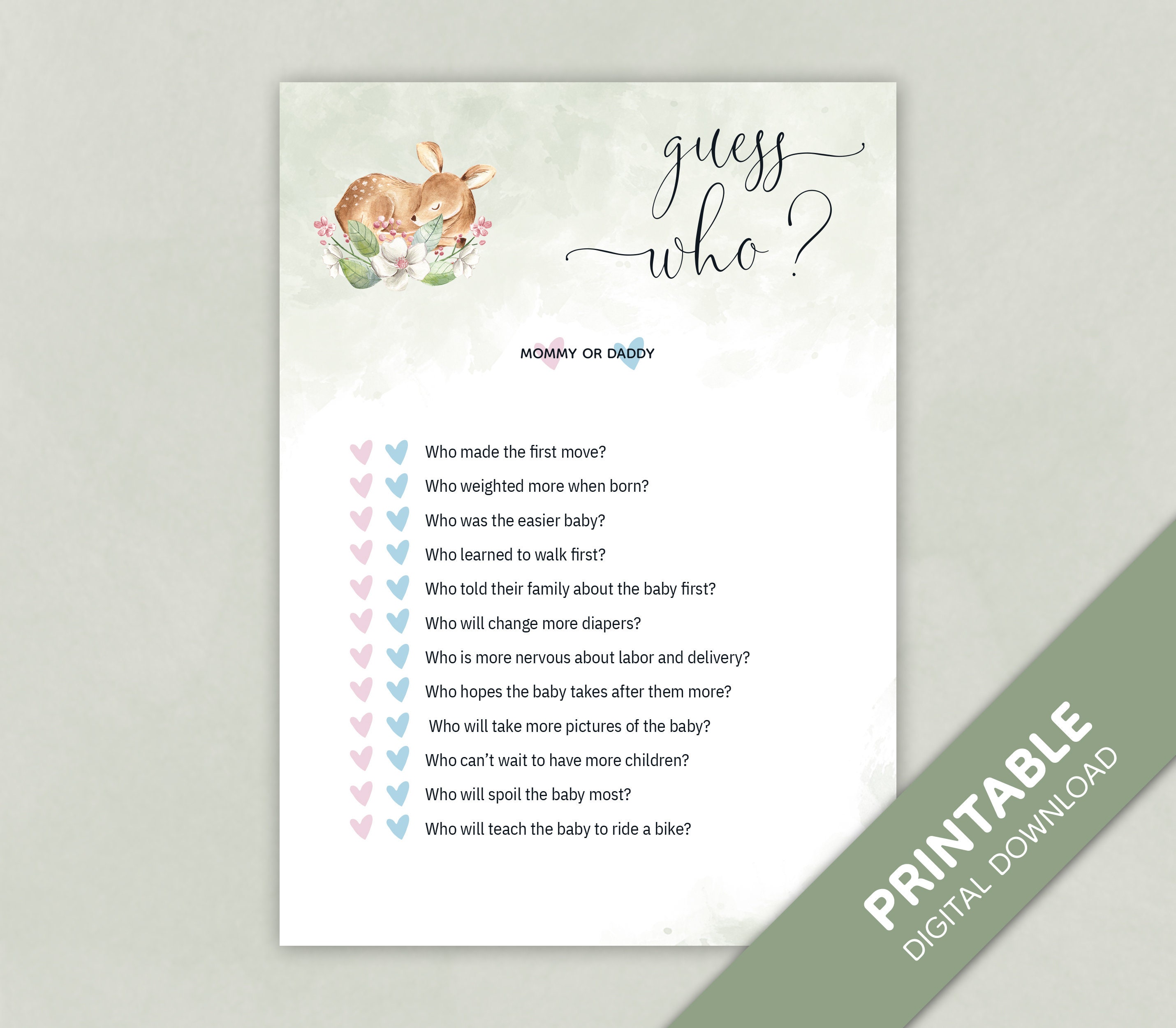 Guess Who Game Baby Shower Game Gender Neutral Instant Etsy Canada