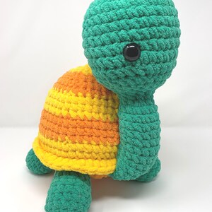 Handmade Crochet Animal Plush- George the giant green and yellow turtle.