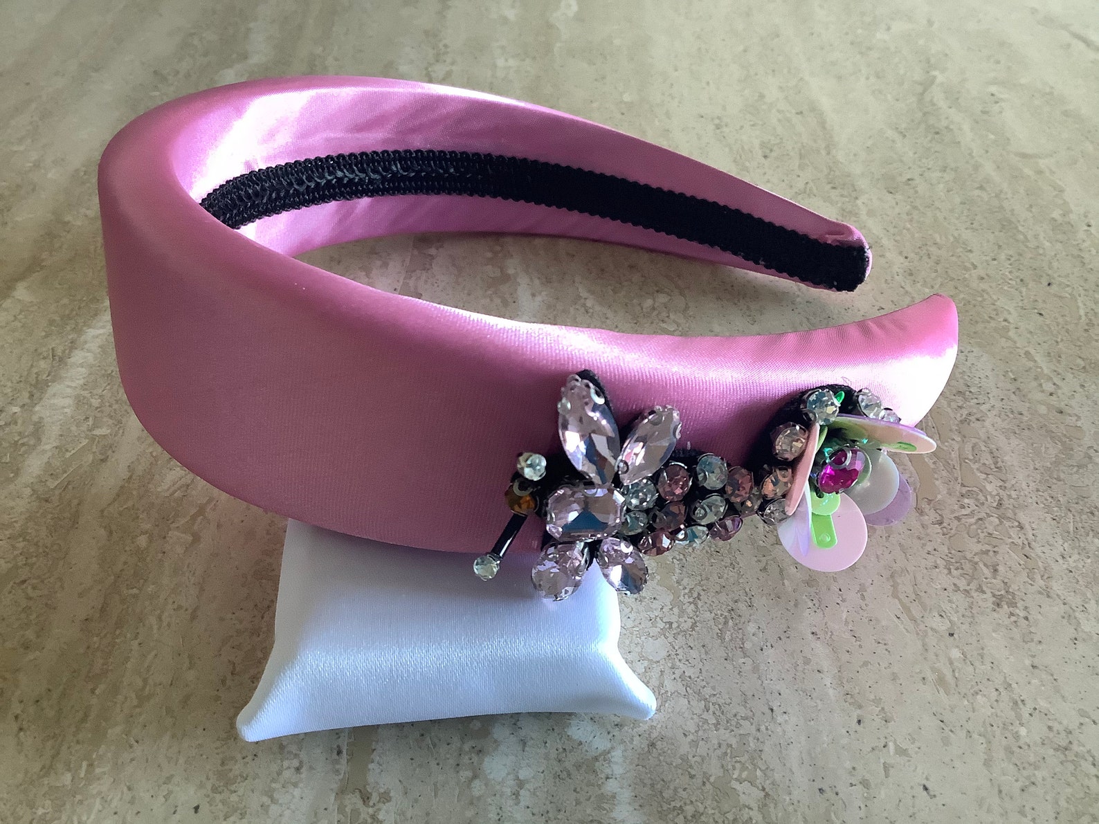 Padded satin headband Bee Headband embellished Jewelled | Etsy