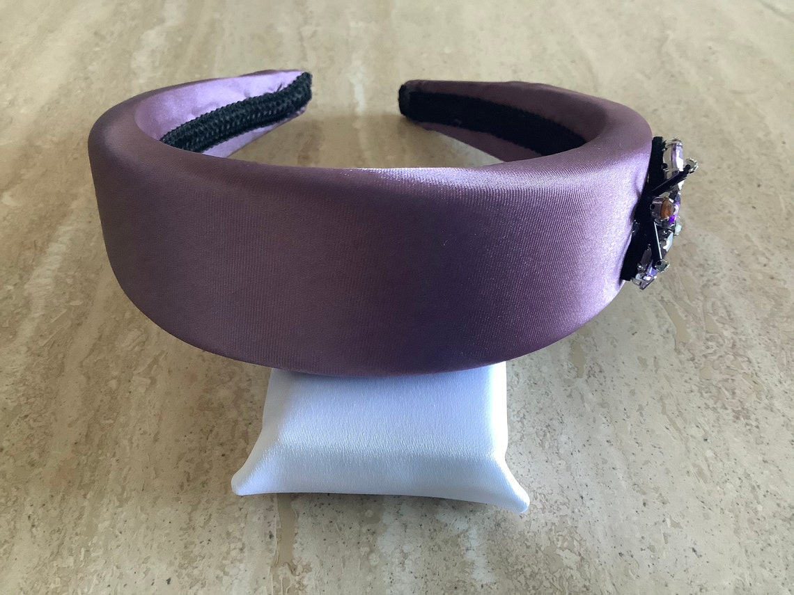 Padded satin headband Bee Headband embellished Jewelled | Etsy