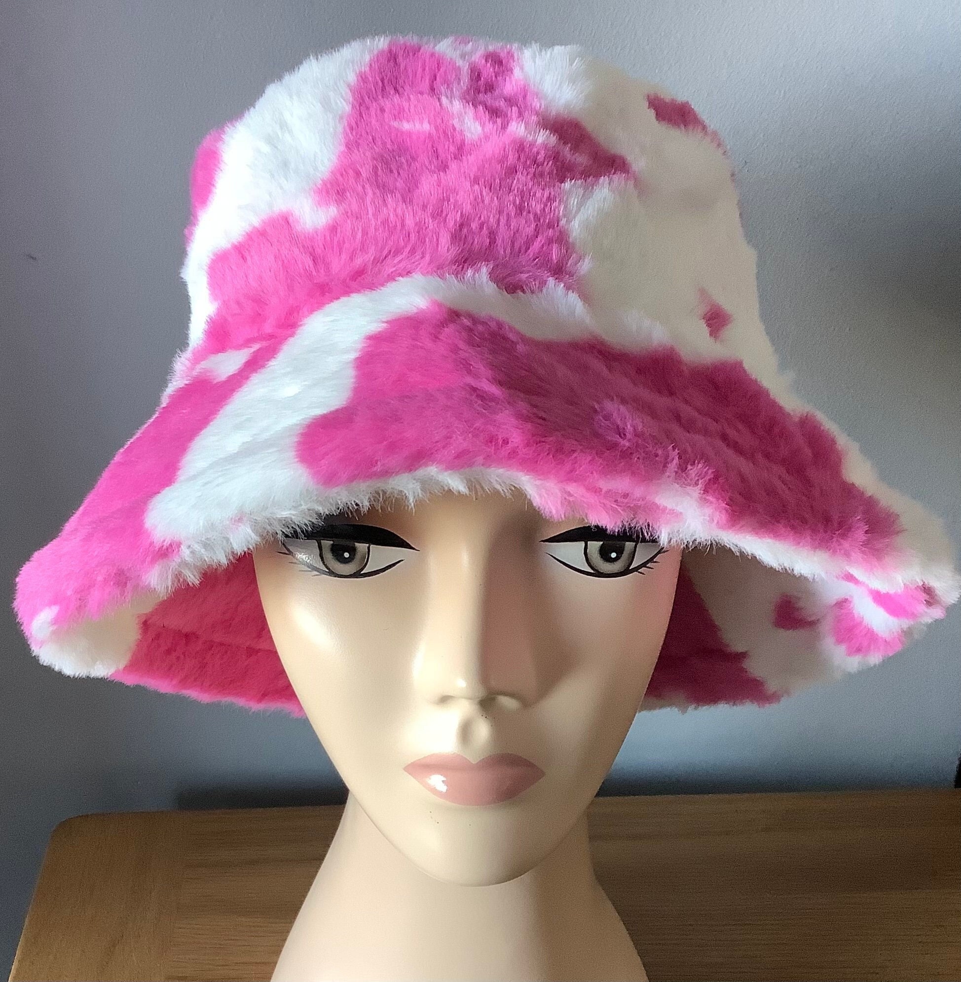 Animal Print Faux Fur Bucket Hat 