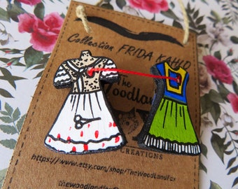 Broche "Las 2 Fridas" en bois - Collection FRIDA KAHLO By The Woodland Fox