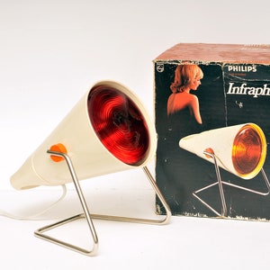 with box Philips vintage INFRAPHIL light designed by Charlotte Perriand 70s philips heat lamp space age lamp image 3