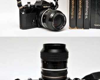M6416 Nikon FE / NIKKOR 105mm 1:2.5 一眼レフ Nikon FE Nikkor With 105mm 1:2.5 Lens Vintage SLR Camera