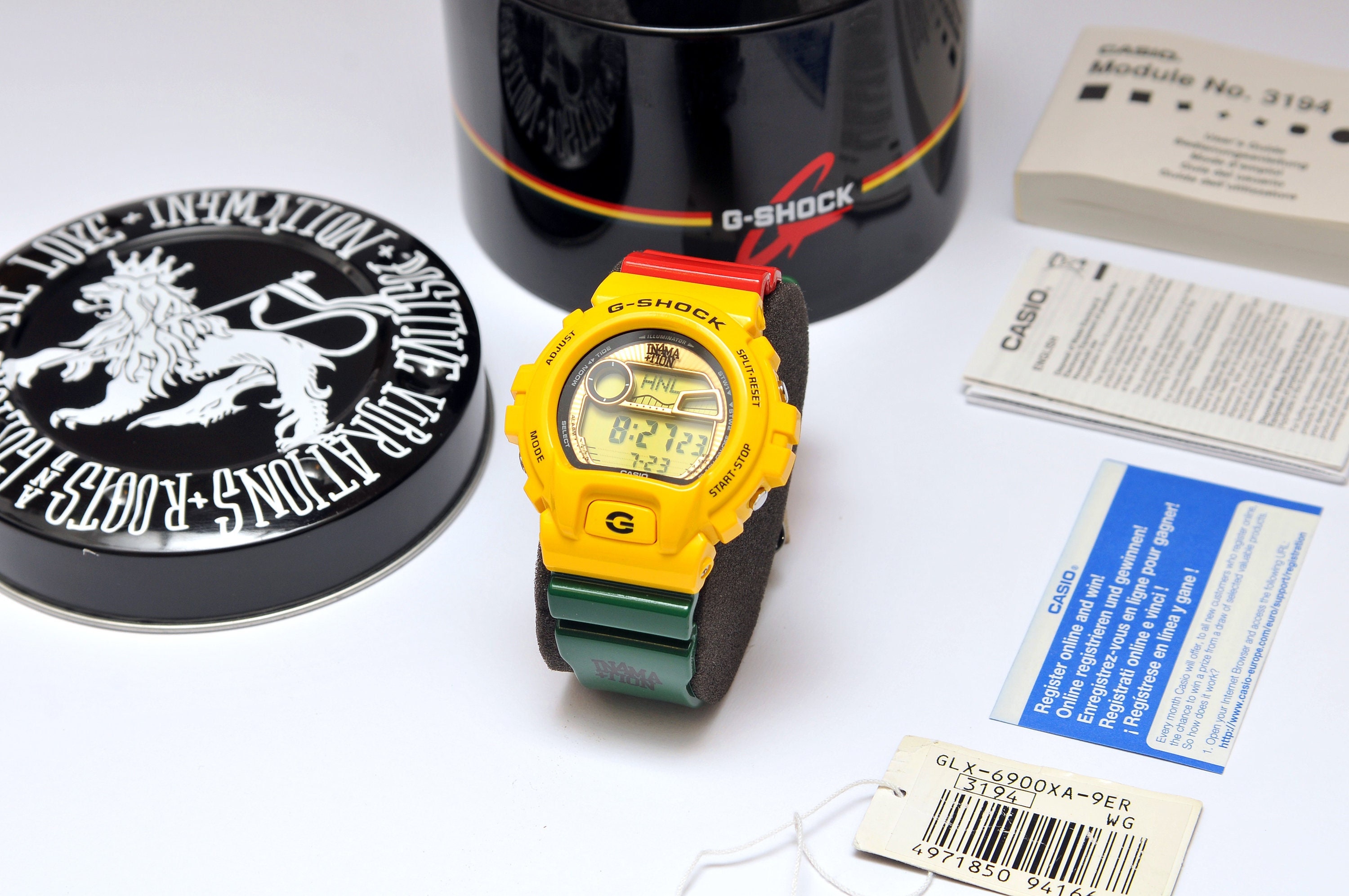 Limited Mint Rare CASIO IN4MATION G Shock Rasta Watch GLX 6900XA