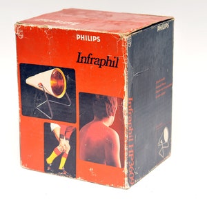 with box Philips vintage INFRAPHIL light designed by Charlotte Perriand 70s philips heat lamp space age lamp image 6