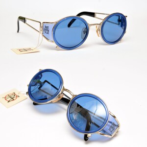 ultra rare JEAN PAUL GAULTIER gothic vintage Sunglasses Jpg rare oval new Nos 90s blue sunglasses rappers hip hop glasses side shields image 9