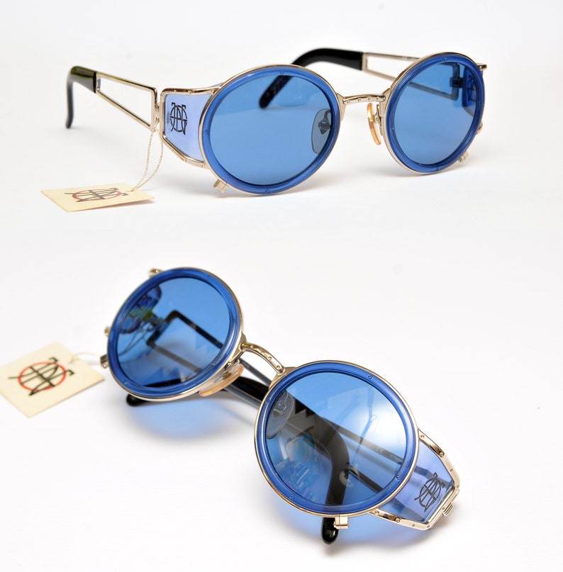 ultra rare JEAN PAUL GAULTIER gothic vintage Sunglasses Jpg rare oval new Nos 90s blue sunglasses rappers hip hop glasses side shields image 9
