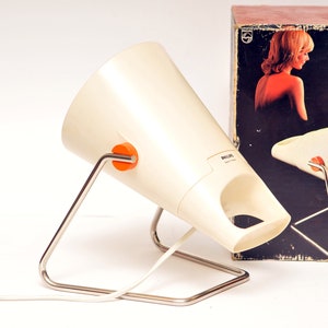 with box Philips vintage INFRAPHIL light designed by Charlotte Perriand 70s philips heat lamp space age lamp