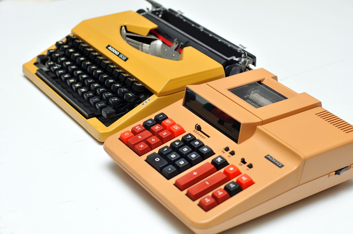 Vintage Electronic Calculator 70s Typewriter Orange Colour Etsy