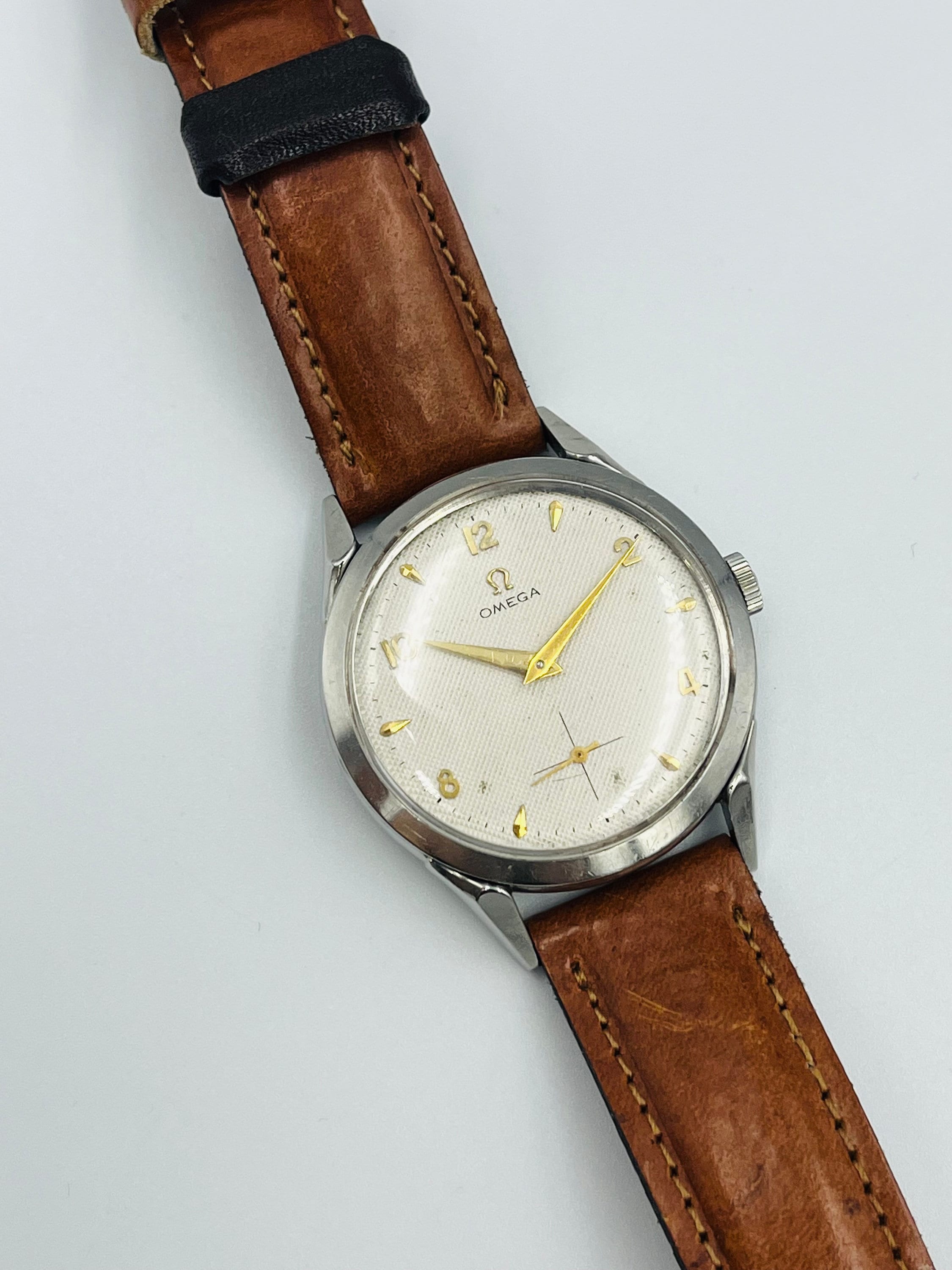 【80s】ワーゲン レトロ ファンシー【50s】 FREE Usa Shipping Rare 1950s Omega Jumbo Watch Honeycomb Dial