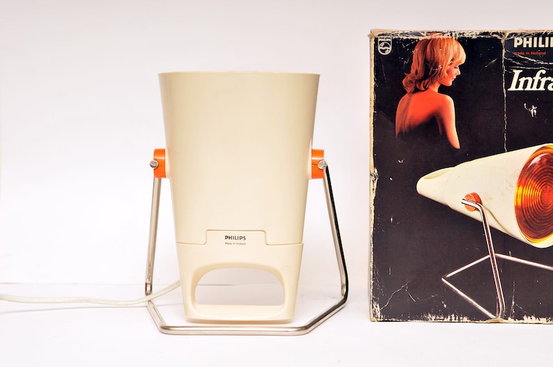 with box Philips vintage INFRAPHIL light designed by Charlotte Perriand 70s philips heat lamp space age lamp image 4