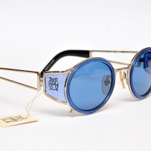 ultra rare JEAN PAUL GAULTIER gothic vintage Sunglasses Jpg rare oval new Nos 90s blue sunglasses rappers hip hop glasses side shields image 1