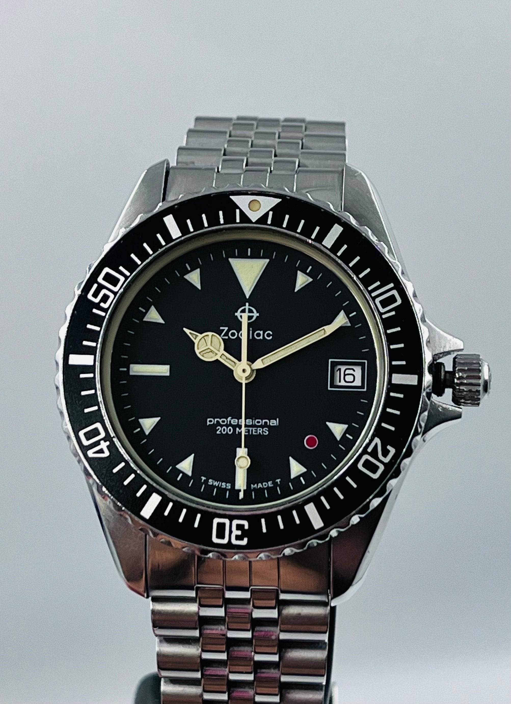 Vintage Zodiac Divers Watch Swiss Made Submariner Style, 1980s
