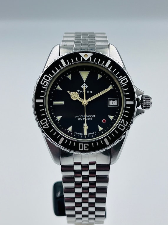 Vintage Zodiac Divers Watch Swiss Made Submariner Style, 1980s