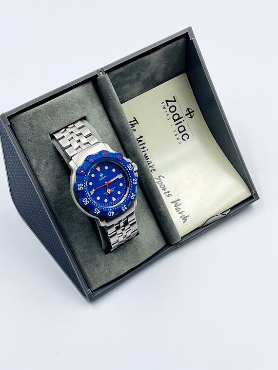 NOS Full Set Zodiac Formula 1 Mans Watch 1990 39mm 200m