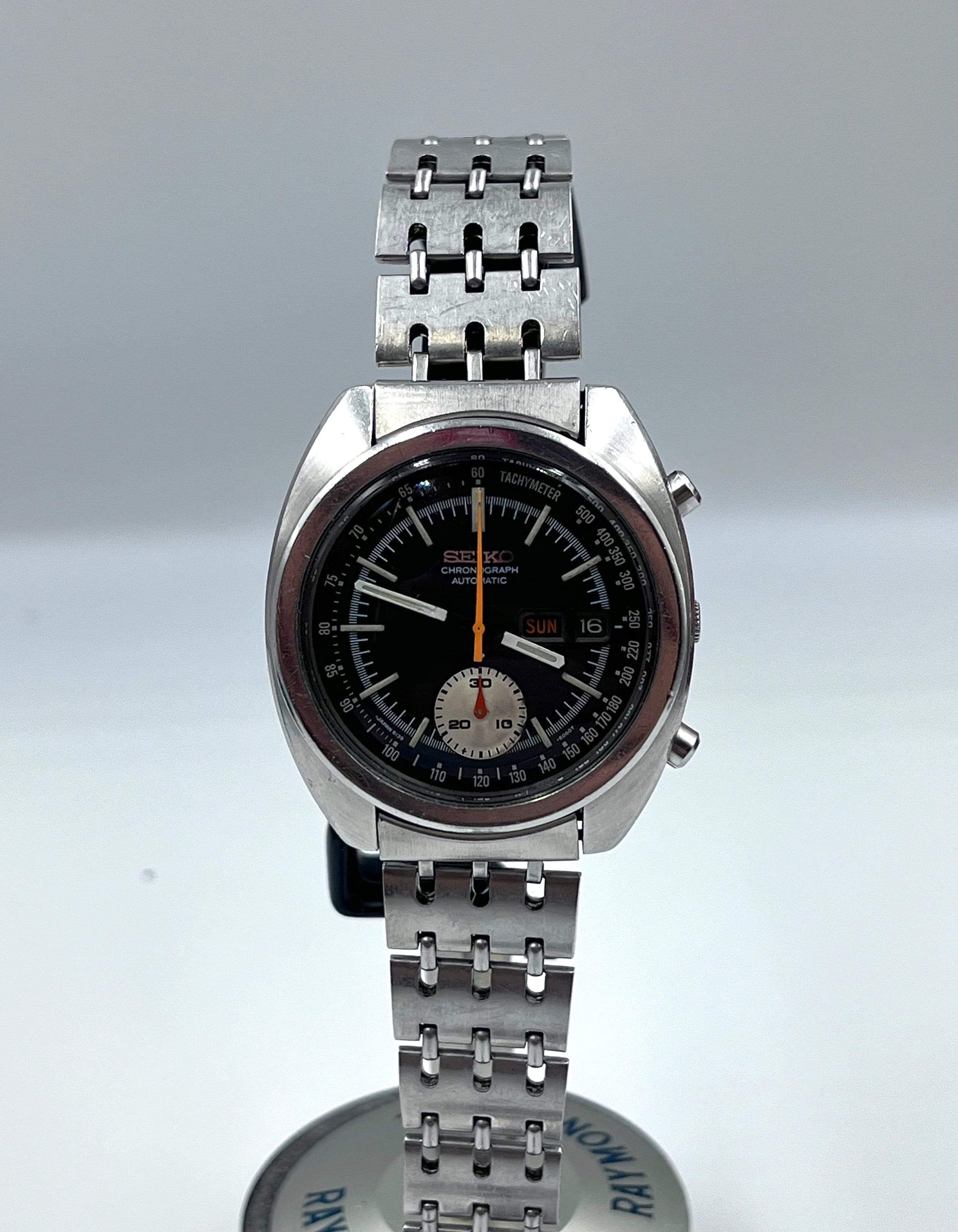 super rare Seiko Bruce Lee vintage automatic chronograph mans watch works perfect serviced rare 6139 seiko original bear claw bracelet