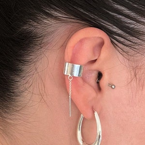Sterling Silver Ear Cuff•  No Piercing Ear Cuffs• Layered Earrings• Modern Rock Chain Ear Cuff• Pure Silver Cuff Earring• by AnAngelsHug
