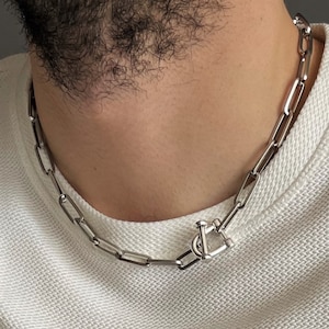 Dikke schakelketting herenketting• Roestvrijstalen ovale schakelchoker• Dikke medaillonketting• van AnAngelsHug
