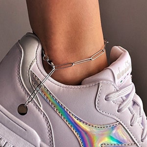 Pulsera apilable de eslabones rectangulares ajustables • Cadena para tobillo con clip • Cadena versátil con capas minimalistas de AnAngelsHug • Regalo unisex