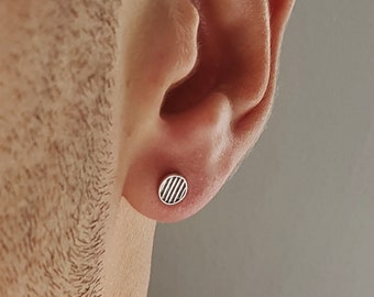 Petites boucles d'oreilles rondes pour hommes, boucles d'oreilles minimalistes en argent pour hommes, petits clous d'oreilles ronds pour hommes, clous d'oreilles ronds unisexes, cadeau pour lui