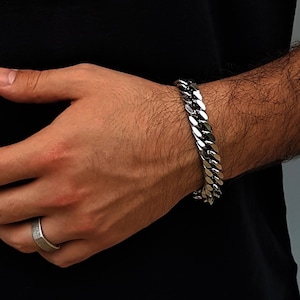 Mens Stainless Steel Miami Cuban Link Bracelet• Unisex Chunky Solid Chain Bracelet• Shiny Statement Cuban Link• by AnAngelsHug• Mens Gift