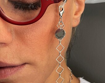 Silber Diamant förmige Kette Brillenhalter, Minimalist Kette, Brillenhalter Halskette, leichte Halskette, Geschenk für Sie