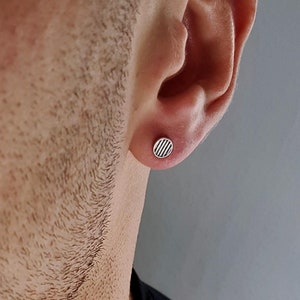 Mens Little Round Disk Earrings• Mens Minimalist Silver Earrings• Mens Small Circle Stud Earrings• by AnAngelsHug• Gift For Him